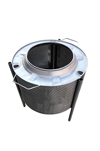 Mutfakkapında Ateş Çukuru Altı Kapalı Kulplu Model Bahçe Şöminesi Gri