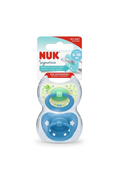 Nuk Signature Saklama Kutulu Silikon Emzik 2Li 6-18 Ay Erkek