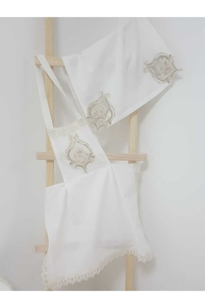Finezza Batik Gold Lace Cotton Fabric White Kitchen Set 17 Pieces - 997