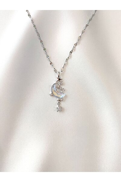 Evorya قلادة نسائية من الفولاذ المقاوم للصدأ بحجر الزركون والزجاج الشفاف على ...