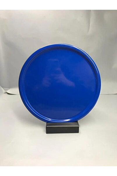 NEWTREND Züccaciye 30 Cm Mat Mavi Metal Yuvarlak Çay, kahve, pasta Servis Tep...