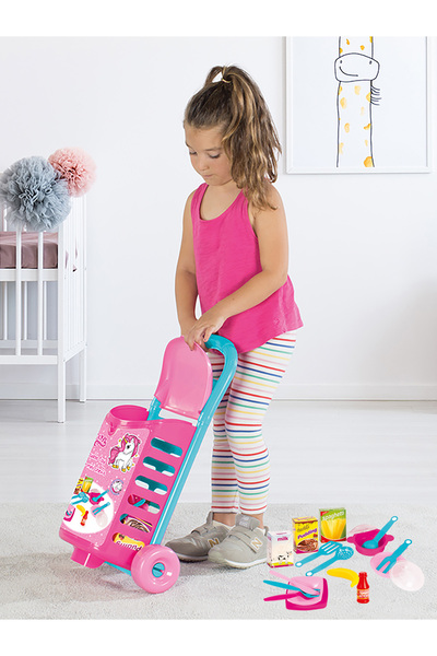 YILDIRIM OYUNCAK عربة مطبخ يونيكورن 18 قطعة - مجموعة مطبخ يونيكورن 56 سم