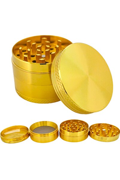 EFOTECH 50MM-GOLD GRINDER 4 Kat Herbal Baharat Öğütücü Parçalayıcı Paslanmaz Çelik Mıknatıslı Gırgır