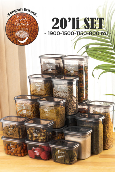 Vienev 20li Peggy Dikdörtgen Saklama Kabı Seti 5x( 1900ml, 1500ml, 1150ml, 80...