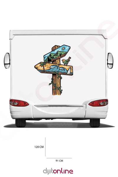 Dijitonline ملصق طباعة كارافان كامب - ملصق الساحل والموجة - ملصق الجبل والشمس...