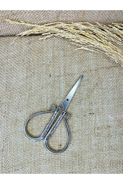 TutkuSetUp Promise/Engagement Scissors, Curved Silver Embroidered Scissors