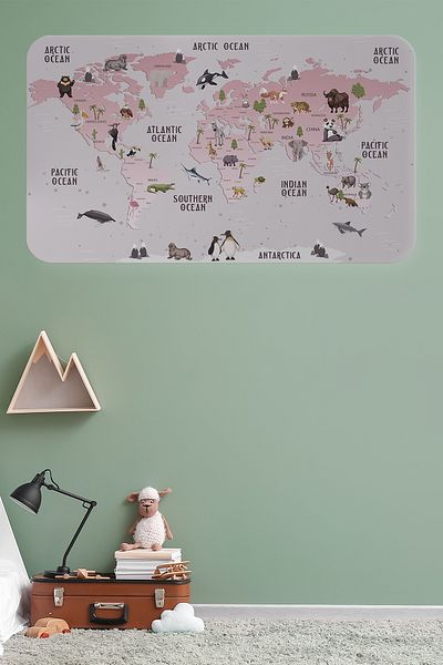 Decoraw 3798XL Model Educational World Map - Kids and Baby Room Wall Sticker