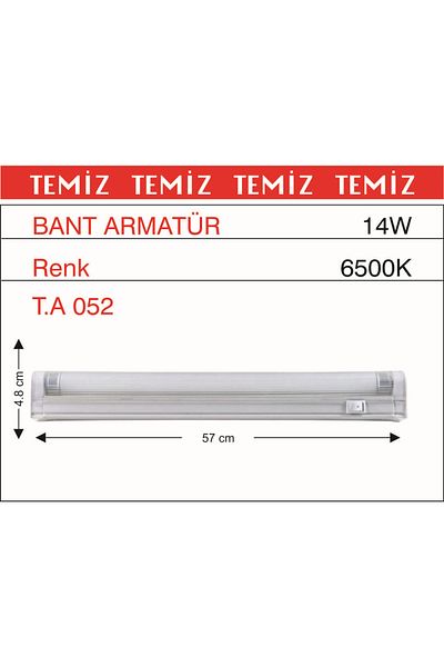 Temiz Kitchen Under Counter Light Lighting Tape Fixture 14w 57cm White Light 220v Kitchen Cabinet Countertop Light