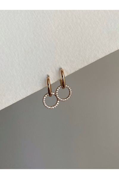 Owentis Steel Rose Gold Jewelled Hoop Earrings - Does not blacken-