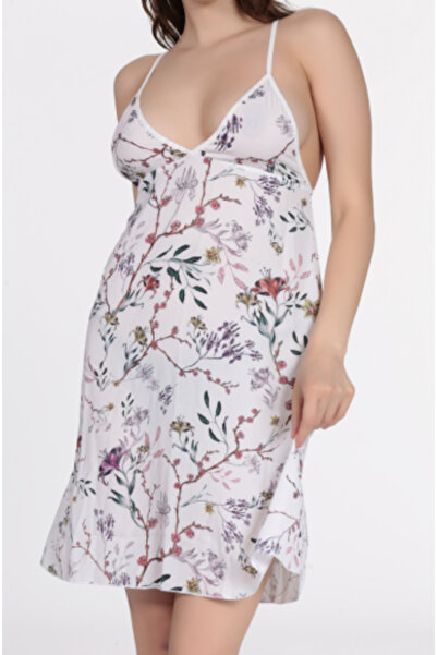 CULOTTE New Season Women's Fantasy Nightgown - White Patterned, Sexy