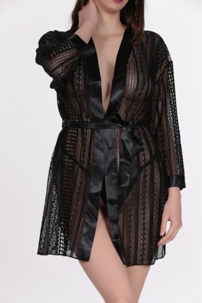 CULOTTE Cămașă de noapte sexy din dantelă neagră de damă