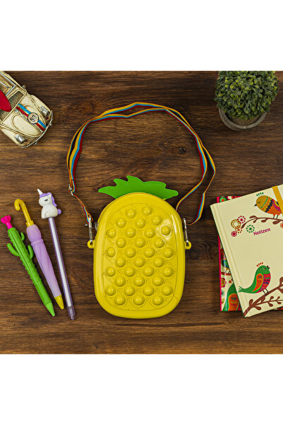 allwear Silikon Popit Omuz Çantası Ananas Şeklinde