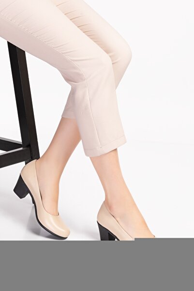 Gondol Hakiki Deri Klasik Orta Boy Topuklu Ayakkabı Vdt.200