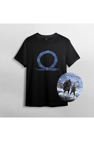 Pixxa God Of War - Ragnarök - Μοντέλο 2 100% βαμβακερό μπλουζάκι με λαιμόκοψη και σετ mousepad