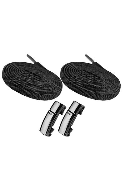 Dopar Elastic Black Smart Locking Laces Magnetized Metal Plug and Drop Sports Shoelaces 100 Cm