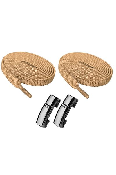 Dopar Elastic Beige Smart Locking Laces Magnetized Metal Plug and Drop Sneaker Laces 100 Cm