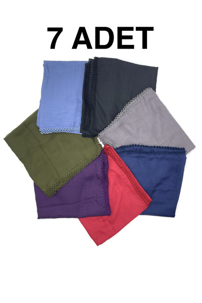 nazipek 7'li Set Kenarları Oyalı Pamuklu Yazma 100x100cm Eşarp