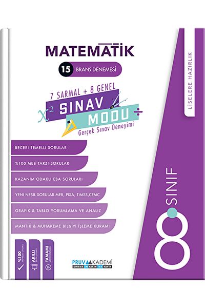Pruva Akademi 8.Classroom Math Exam Mode 15 Trial / Collective / Pruva Academy /9786057719447