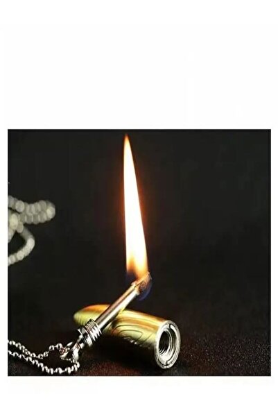 HK GİFT SHOP Metal yağ kibrit çöpü çakmak Kolye halat ile moda altın rengi mermi tarzı maç çakmak