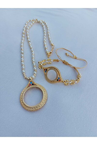 GEZERGOLD TAKI çeyrek bileklik yarım kolye incili dorikalı altın kaplama