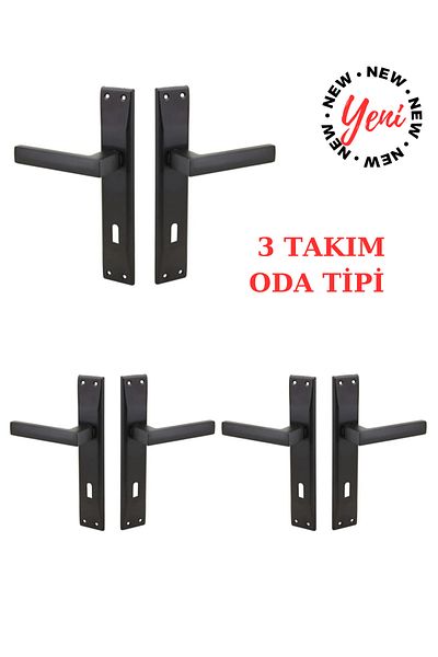 ARON ( 3 SETS ) STAINLESS ELITE HANDLE WITH MIRROR MATTE BLACK ROOM TYPE DOOR HANDLE ALUMINUM/STEEL