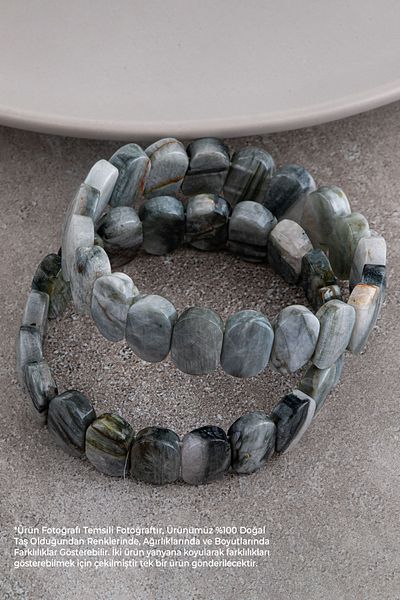 OSMANLI DEĞERLİ TAŞ Certified Cat's Eye Natural Stone Special Cut Bracelet