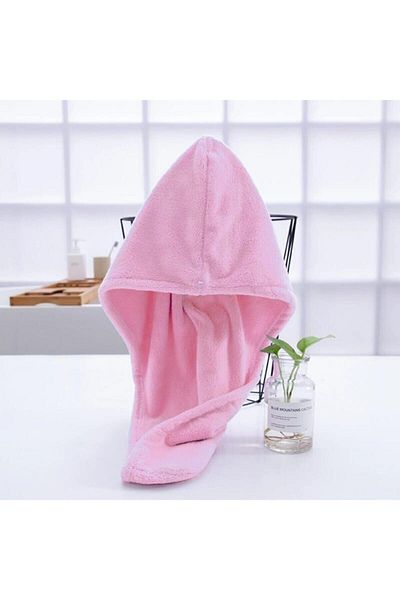 İzgi Concept Hair Drying Cap Buttoned Highly Absorbent Towel Cap Powder 100% Cotton
