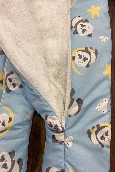 PODIUM GYM Baby Cosmonaut Jumpsuit with Cute Panda Character, Removable Gloves & Booties, Double Zipper