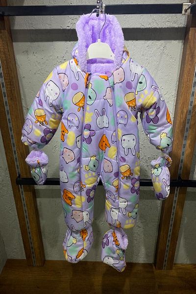 PODIUM GYM Baby Cosmonaut Jumpsuit with Koala & Rabbit Characters, Removable Gloves & Booties, Double Zipper