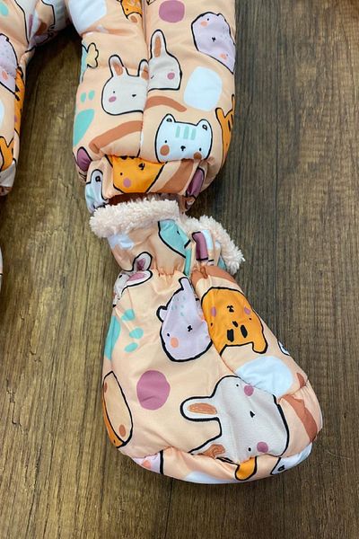 PODIUM GYM Baby Cosmonaut Jumpsuit with Koala & Rabbit Characters, Removable Gloves & Booties, Double Zipper
