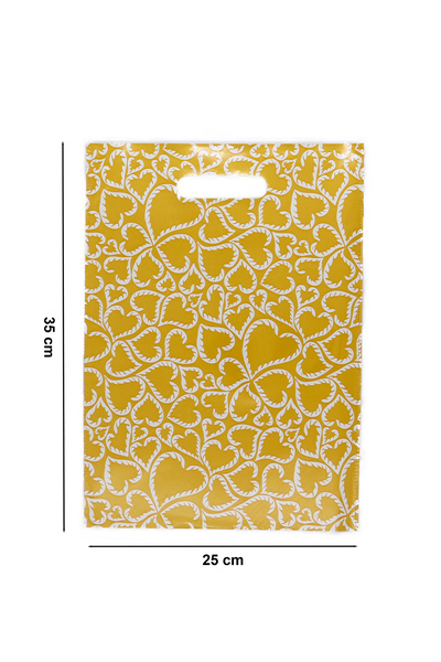 repro design 25 × 35 Hediyelik El Geçme Poşet 10 Adet Sarı Kalpli