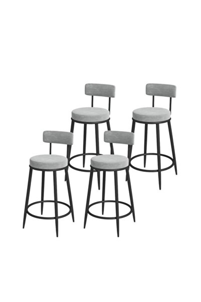 J&S QUALİTY Montaj Gerektirmez Hazır Metal Gövde Kumaş Döşeme Bar Sandalyesi ...