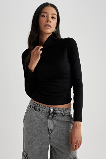 DeFacto Tričko Slim Fit Rolák s dlhým rukávom B2062ax23au