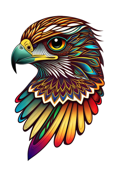 MegaSticker Renkli Kartal Araba, Motorsiklet, Kask, Laptop, Cam Sticker 14x9 Cm
