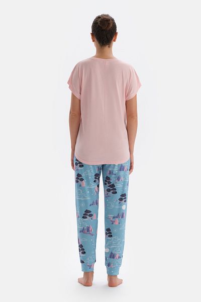 Dagi Light Pink V-Neck Short Sleeve Pajama Top
