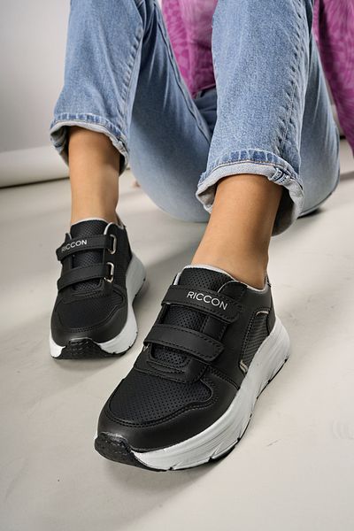 Riccon Damen Sneakers0012133 Schwarz und Weiß