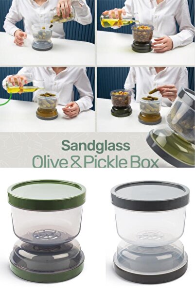 Flosoft Kum Saati Zeytin Turşu Saklama Muhafaza Kabı Çevir-Sakla-Ye 2 ADET