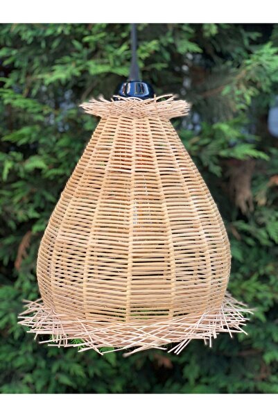 Genel Markalar Renkli Hasır Rattan Bambu Avize 30 cm, Bohem Tarz Aydınlatma, Mutfak, Antre, Salon, Ofis