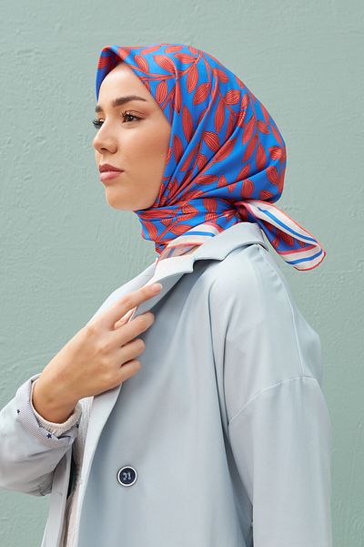 Silk Home Μεταξωτό κασκόλ Sura Μπλε Πορτοκαλί