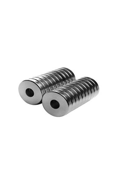 Hdg 20 Adet Delikli Neodyum Mıknatıs Magnet Çap: 15x5x3 mm - 3 mm kalınlık