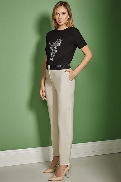 Guitar Straight Leg Mink Leather Trousers