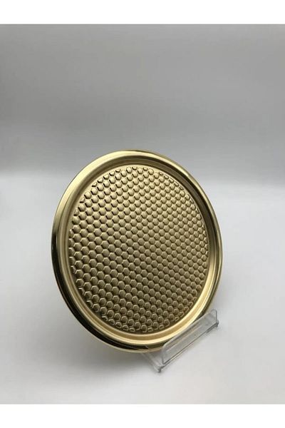 NEWTREND Züccaciye 6-Piece Round Patterned Gold Presentation Tray Decorative Serving Tray Tea, Coffee Food Holder 23 Cm