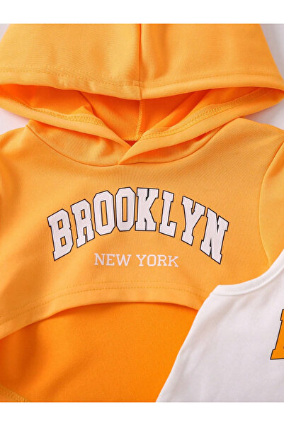 Machetta Παιδικά - Παιδική κουκούλα πορτοκαλί 3 τεμαχίων Brooklyn White Strap Crop αθλητική φόρμα