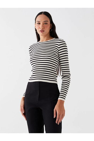 LC Waikiki LCW Vision – Gestreifter Langarm-Strickpullover für Damen mit Rundhalsausschnitt