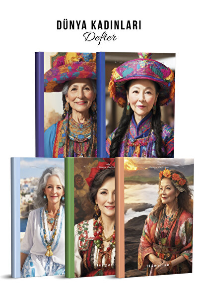 YAPAY ZEKA SANAT Caiete World Women, pachet de 5 „135x195” Copertă de înaltă ...