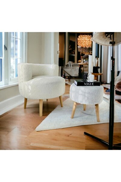 GLADSOME Çay Seti Tekli Koltuk Berjer Ve Puf Takımı Salon Balkon Ofis 2 Li Takım