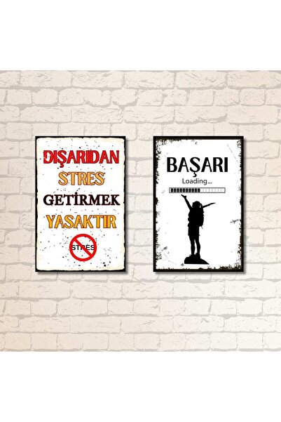 Hayal Poster Başarı Ve Dışardan Stres 2 li Motivasyon Tablo Seti