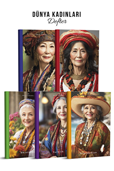 YAPAY ZEKA SANAT Caiete World Women, pachet de 5 „135x195” Copertă de înaltă ...