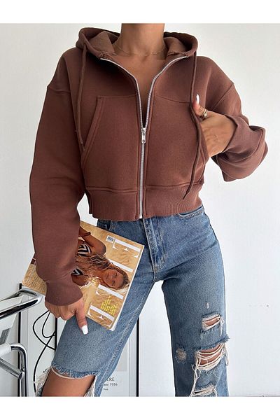 Noa Noa Zippered Short Three Thread Sweatshirt