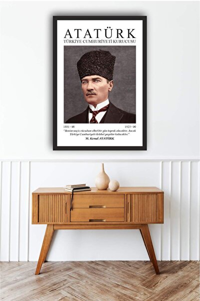 beedene Çerçeveli Atatürk Portresi Tablo